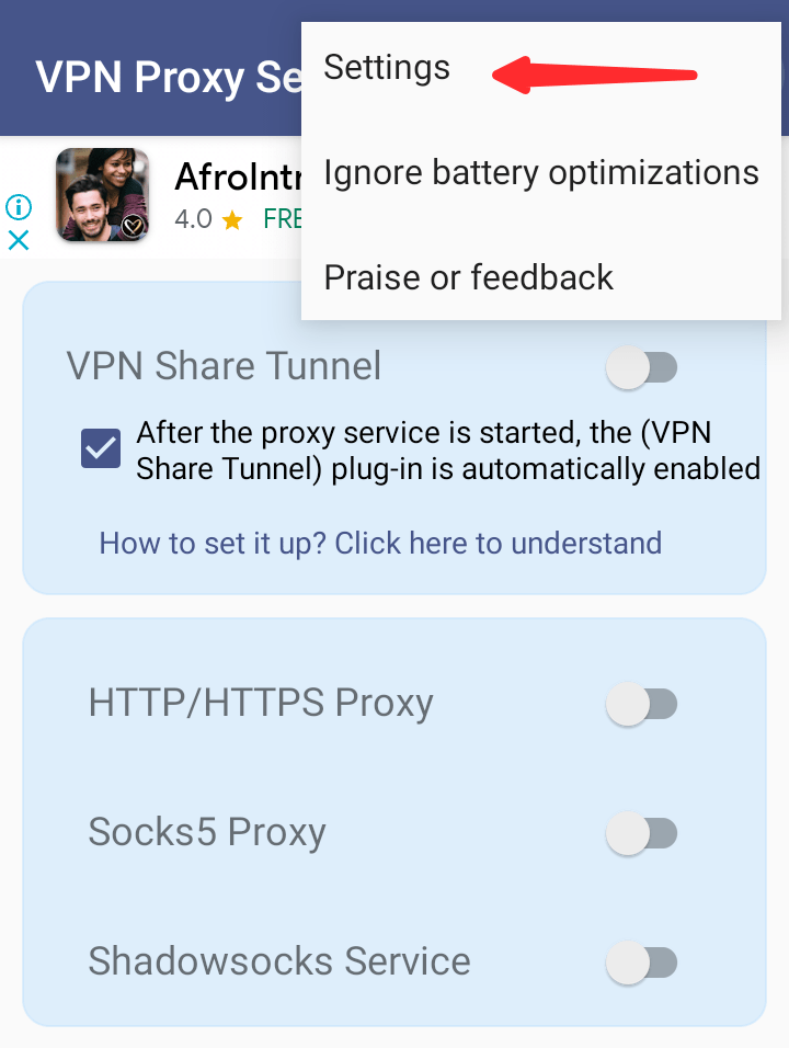 Click on VPN Proxy Server Settings