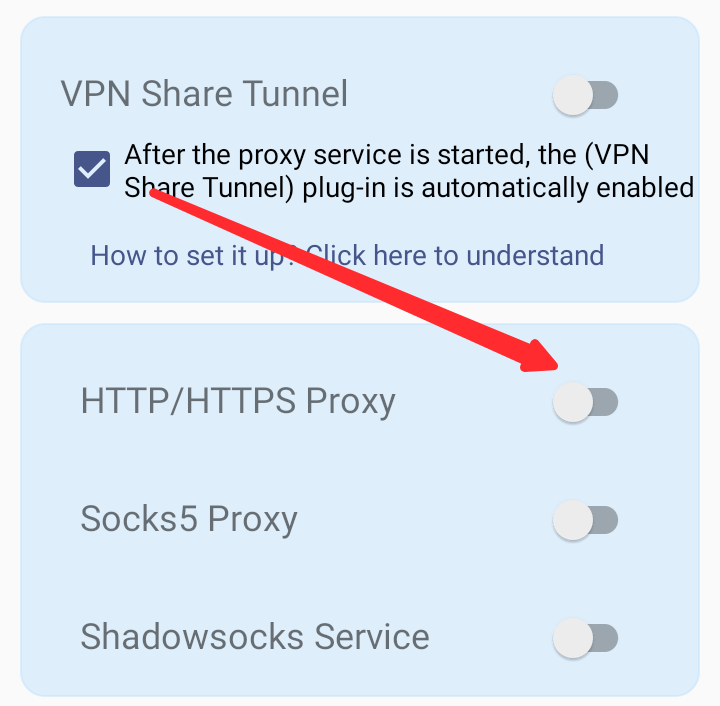 Switch HTTP-HTTPS Proxy button