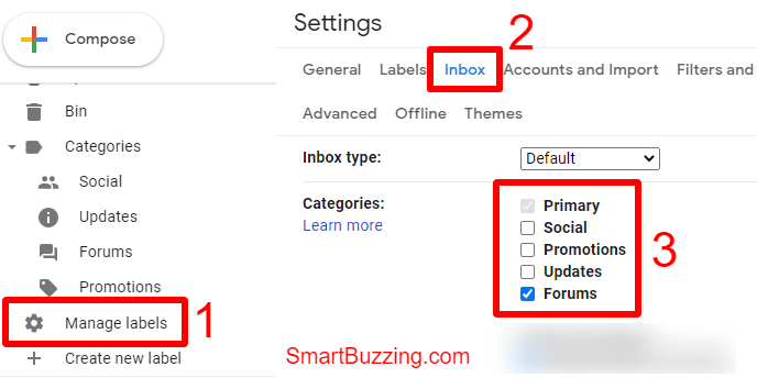 Remove Forums in Gmail Account