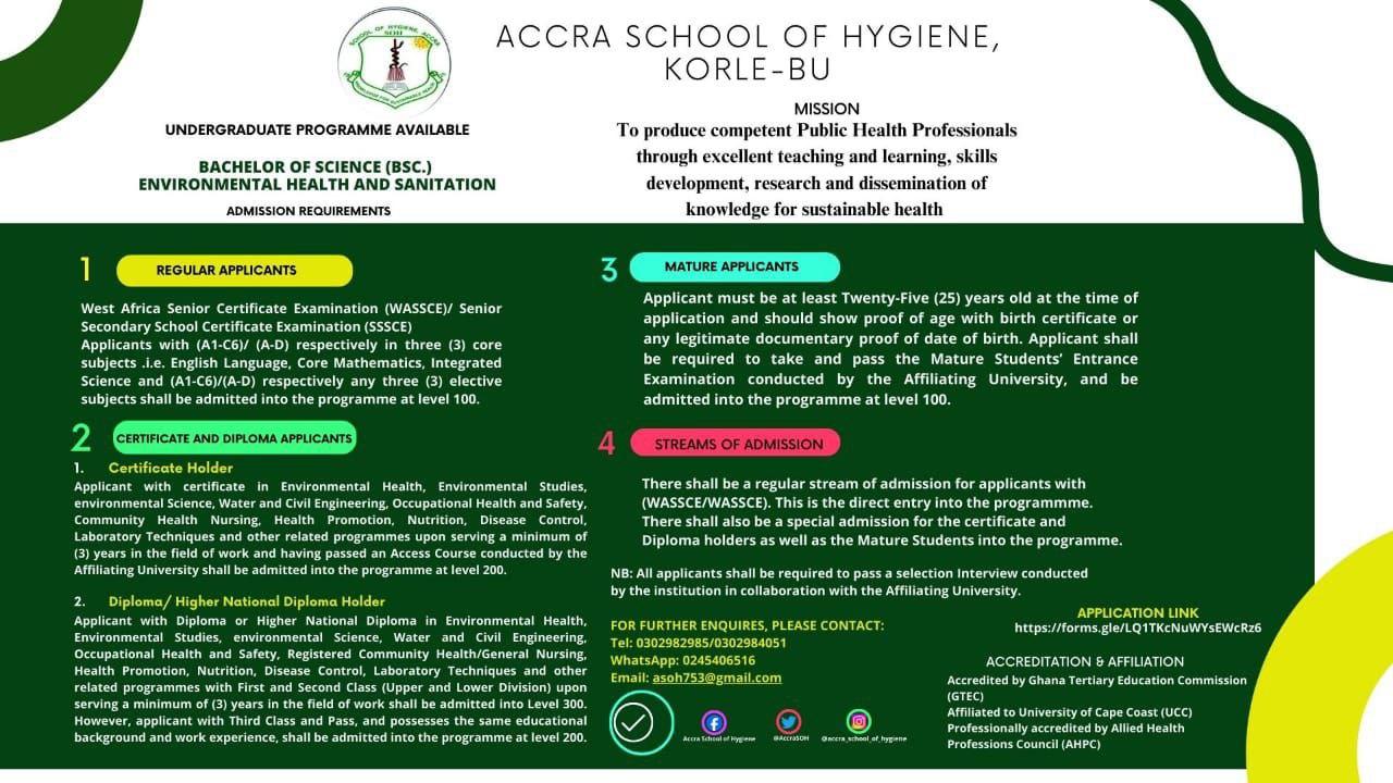 How to Apply for Degree Programme at Accra School of Hygiene
